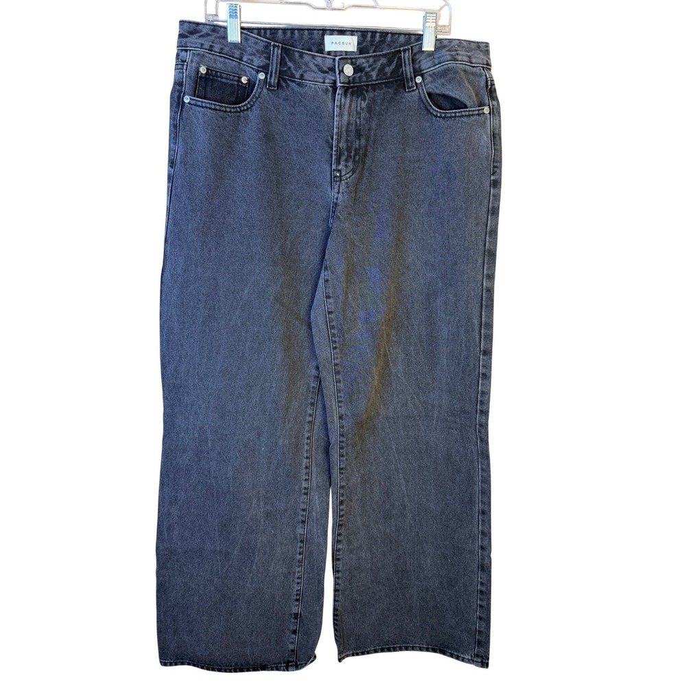 PacSun Casey Low Rise Baggy Wide Leg Jeans Washed Black Gray Wash Nykaela 30 NEW